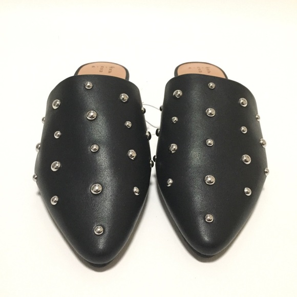A New Day Kari Black Silver Studded Mules - Picture 2 of 6